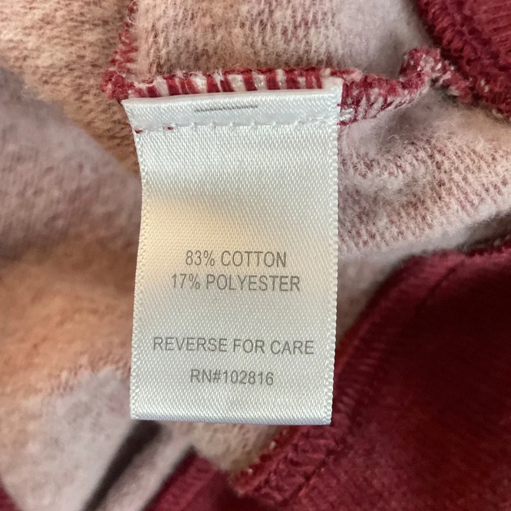 Garnet Hill Mens French Terry Quarter-Zip Sweatshirt Heathered Red  Large cozy